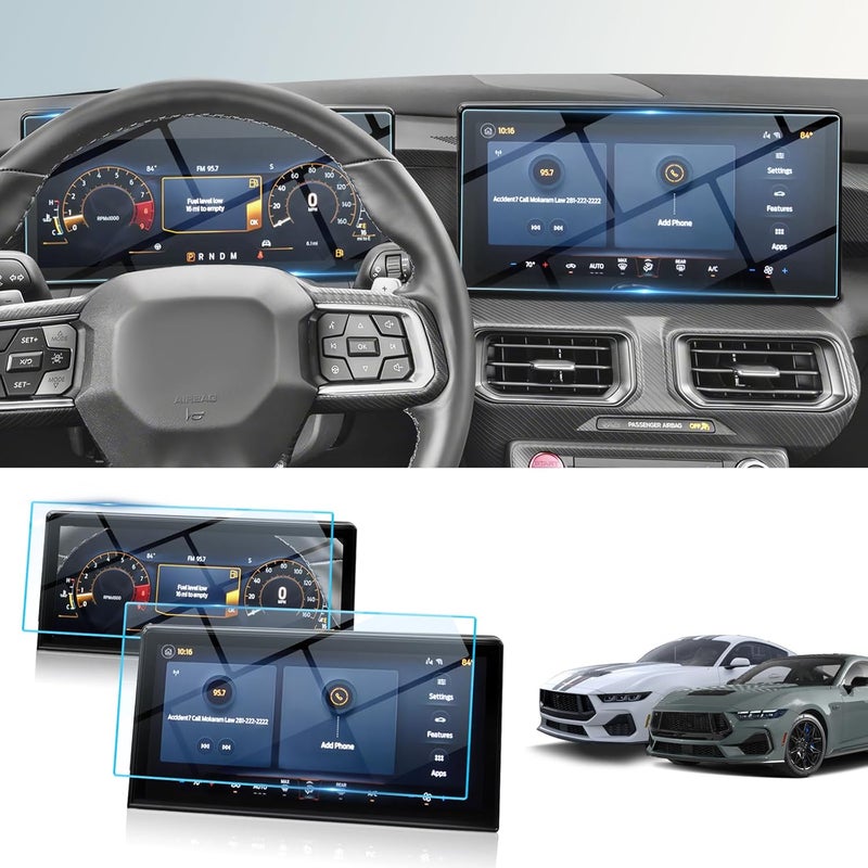 BIBIBO 2Pcs for 2024 2025 Ford Mustang Screen Protector 2024 2025 Ford Mustang 13.2" Navigation &12.4" Dashboard Display Tempered Glass[Anti Glare& Scratch Ultra-Clear] 2024 2025 Ford Mustang Accessories 2024 Mustang 2024 2025 - Image 1